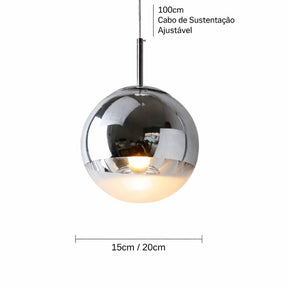 Lustre Pendente de Luxo Minimalista Orion LEDZ – Dourado/Prata/Rose Gold – 15cm/20cm