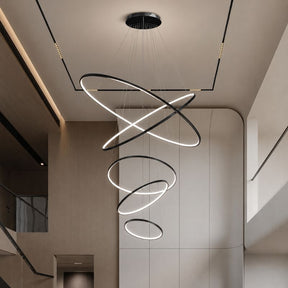 Lustre Pendente de Luxo para Pé-Direio Duplo Atena LEDZ – 5 Anéis (3 metros) / 4 Anéis (2 metros)