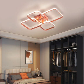 Lustre Luminária de Teto Minimalista Circular/Quadrado Rose Gold Vittara LEDZ – Com Controle Remoto e App de Celular