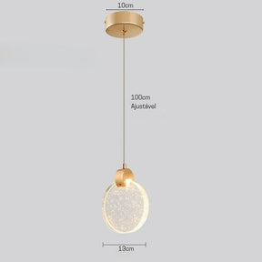 Lustre Pendente de Luxo Prisma LEDZ – Dourado – 13cm/16cm
