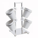 Jogo Xícaras De Café Porcelana Com Suporte Prata 75ml Luxo 5 Peças