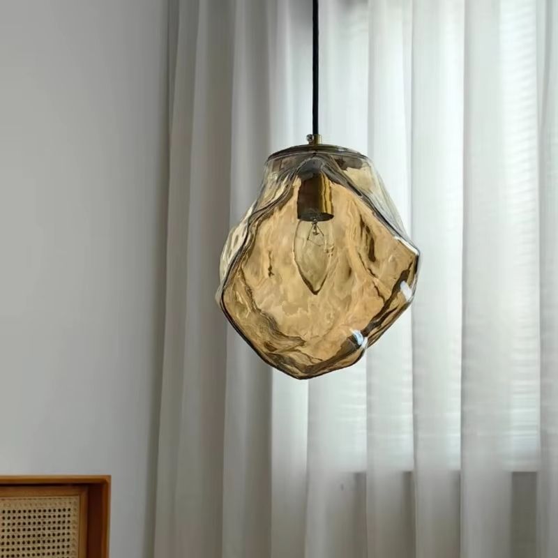Lustre Pendente Minimalista Orgânico Torino LEDZ – Vidro – Transparente/Âmbar/Fumê – 15cm/22cm