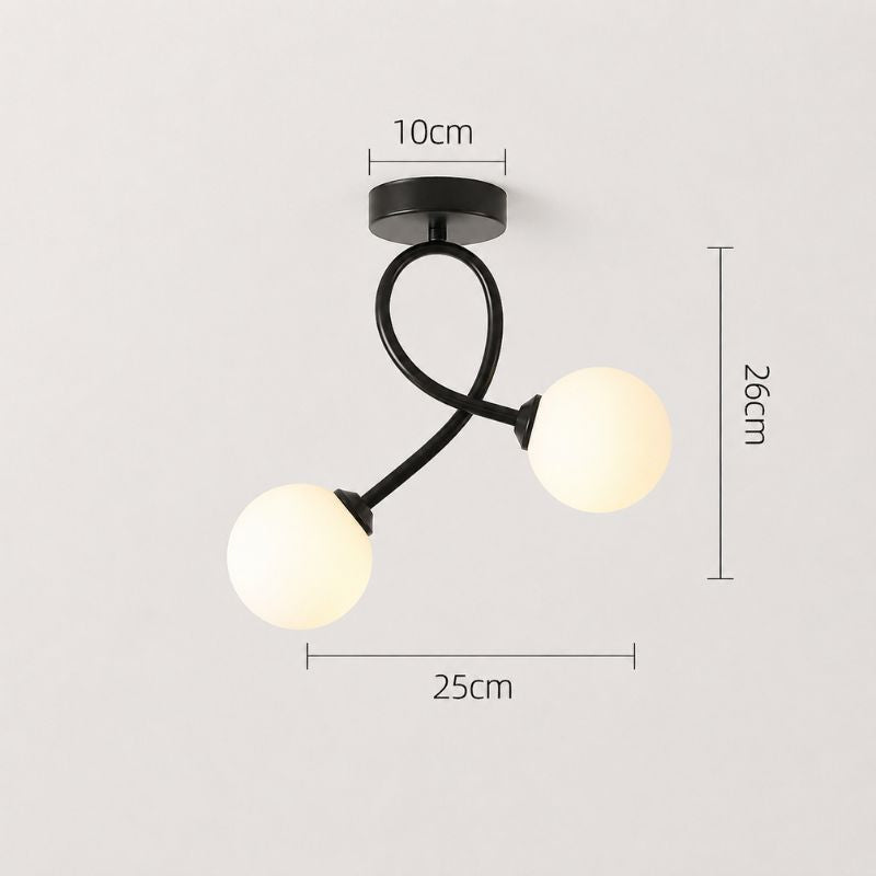 Luminária de Teto Plafon Jabuticaba 2 Globos Modena LEDZ – Dourado/Preto