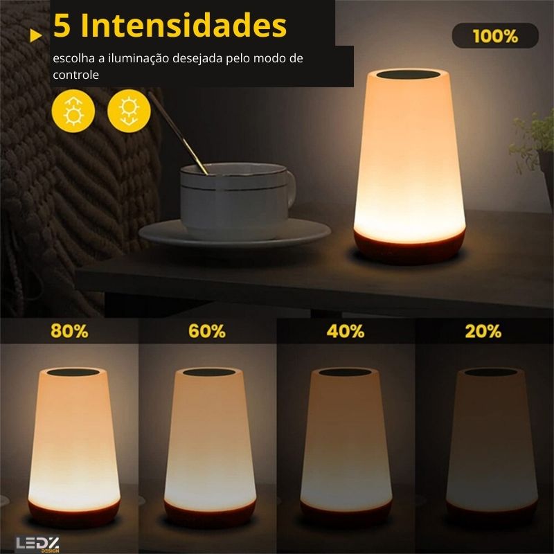 Luminária Touch USB - 13 Cores e 5 Intensidades
