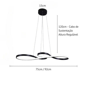 Lustre Pendente Minimalista Orgânico Nature LEDZ - Preto / Branco / Dourado – 75cm / 92cm