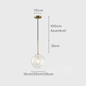 Lustre Pendente Design Italiano Vetro Chiaro LED