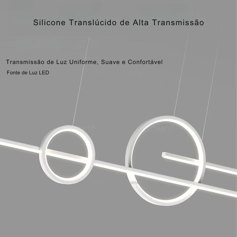 Lustre Pendente Minimalista Linear duas Hastes Impact LEDZ - 110cm