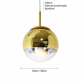 Lustre Pendente de Luxo Minimalista Orion LEDZ – Dourado/Prata/Rose Gold – 15cm/20cm