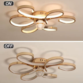 Lustre Luminária de Teto Plafon de Luxo Fiorenza LEDZ - Dourado/Prata/Preto - 60cm