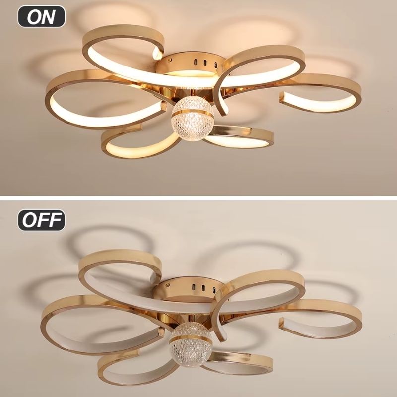 Lustre Luminária de Teto Plafon de Luxo Fiorenza LEDZ - Dourado/Prata/Preto - 60cm