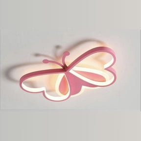 Luminária de Teto Plafon Para Quarto Infantil Borboleta Led - 50cm - Azul/Rosa