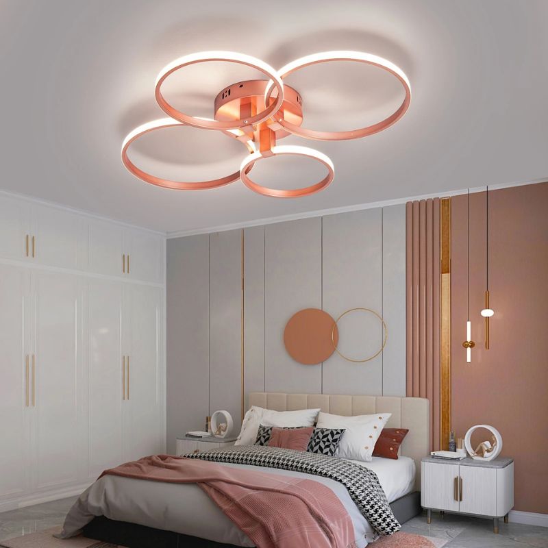 Lustre Luminária de Teto Minimalista Circular/Quadrado Rose Gold Vittara LEDZ – Com Controle Remoto e App de Celular