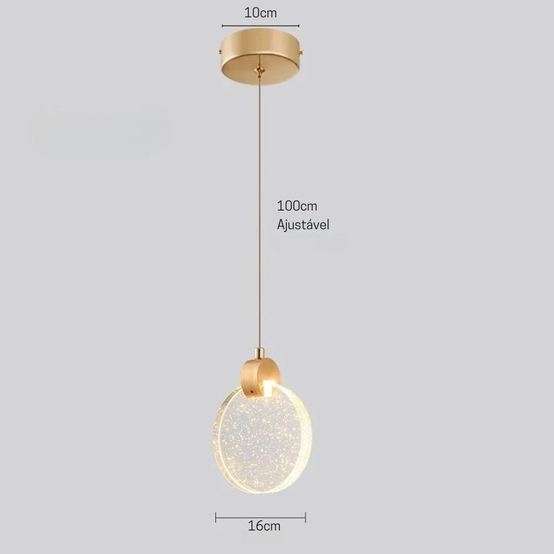 Lustre Pendente de Luxo Prisma LEDZ – Dourado – 13cm/16cm