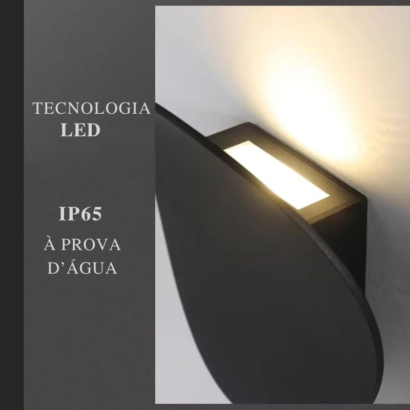 Luminária Arandela de Parede Interna/Externa à Prova D'Água IP65 Scudo LEDZ - Preto/Branco - 18cm
