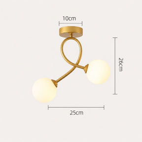 Luminária de Teto Plafon Jabuticaba 2 Globos Modena LEDZ – Dourado/Preto