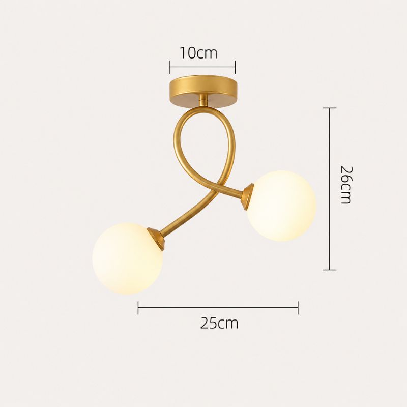 Luminária de Teto Plafon Jabuticaba 2 Globos Modena LEDZ – Dourado/Preto