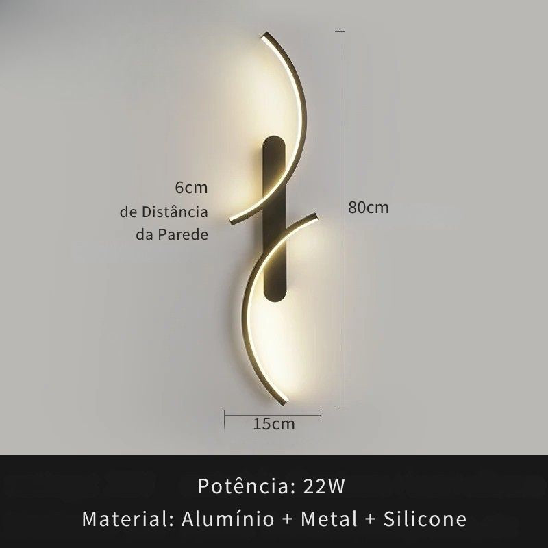 Luminária Arandela de Parede Minimalista Arco Duplo Slim LEDZ – 60cm / 80cm / 100cm