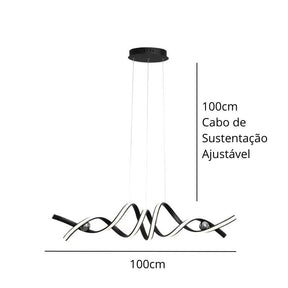 Lustre Pendente Moderno  Minimalista Miraggio LEDZ - Com Controle Remoto - 100cm