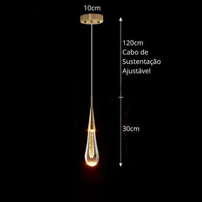 Lustre Pendente de Luxo Led - Gota D'Agua - 1/2/3/5 Pendentes