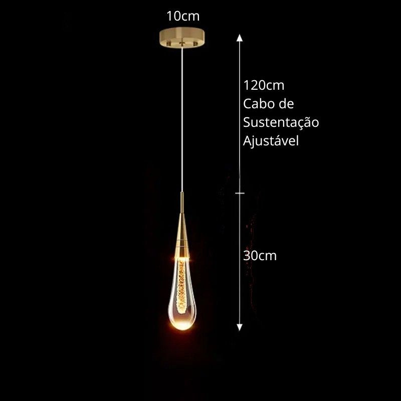 Lustre Pendente de Luxo Led - Gota D'Agua - 1/2/3/5 Pendentes