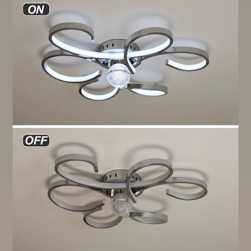 Lustre Luminária de Teto Plafon de Luxo Fiorenza LEDZ - Dourado/Prata/Preto - 60cm