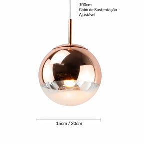 Lustre Pendente de Luxo Minimalista Orion LEDZ – Dourado/Prata/Rose Gold – 15cm/20cm
