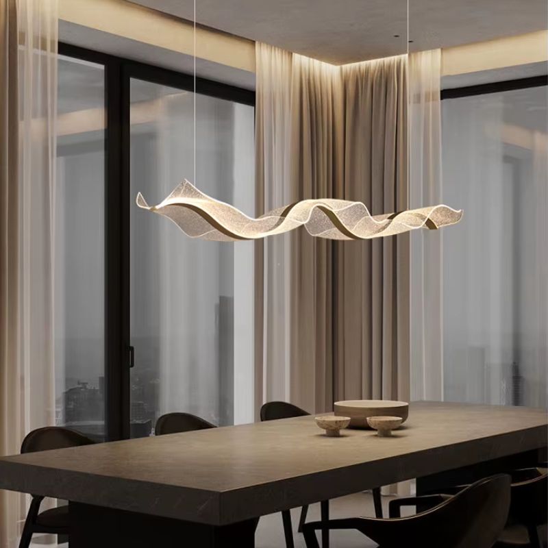 Lustre Pendente de Luxo Ondas em Efeito Cristal LEDZ - 80cm - Preto ou Dourado