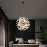 Lustre Pendente Moderno Dente de Leão Led - Dourado/Prata - 55cm