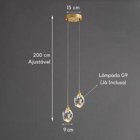 Lustre Pendente de Luxo Led - Diamante