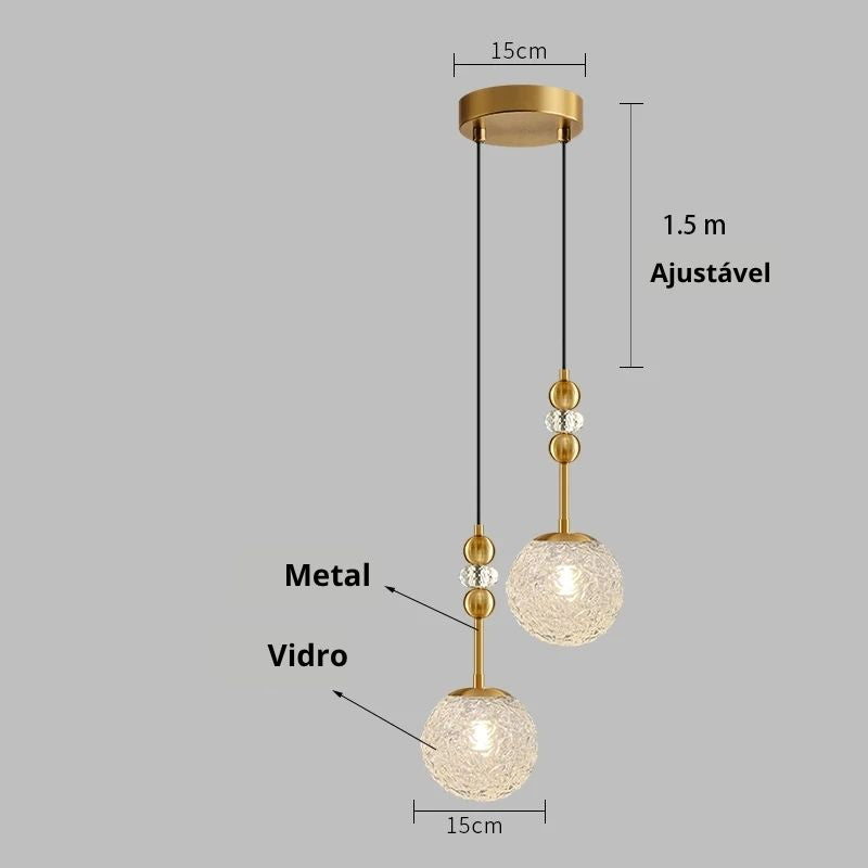 Lustre Pendente de Luxo Vitra LEDZ - Dourado