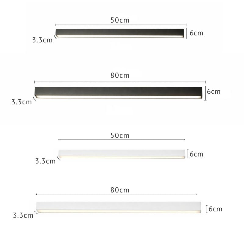 Luminária de Teto Plafon Linea Slim Ledz - 50cm/80cm - Preto/Branco