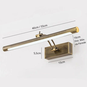 Luminária Arandela de Parede Slim Para Banheiro Regulável Varese LEDZ – Dourado / Prata / Preto – 40cm / 55cm