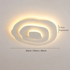 Lustre Luminária de Teto Plafon Minimalista Orgânico Concetto LEDZ - 40cm/50cm/60cm