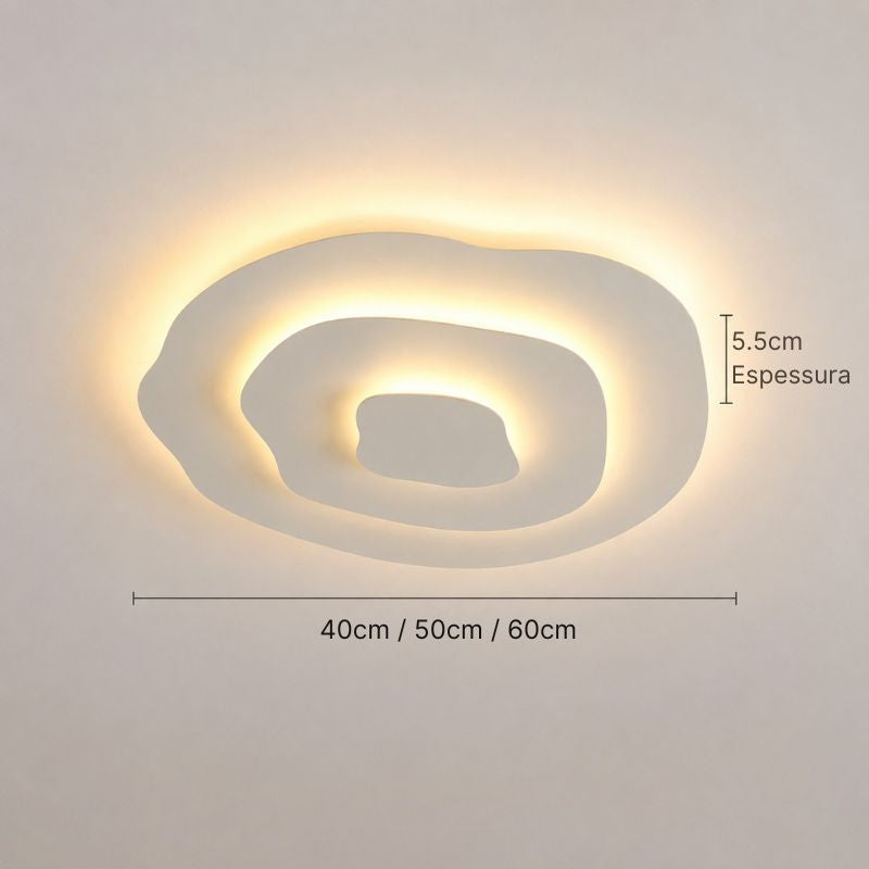 Lustre Luminária de Teto Plafon Minimalista Orgânico Concetto LEDZ - 40cm/50cm/60cm