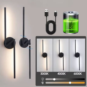 Luminária Arandela de Parede Sem Fio Com Controle Remoto – Endurance LEDZ – Preto – 70cm