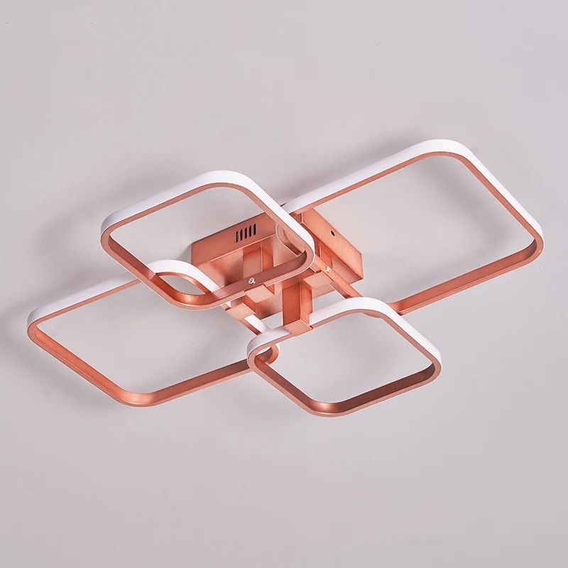 Lustre Luminária de Teto Minimalista Circular/Quadrado Rose Gold Vittara LEDZ – Com Controle Remoto e App de Celular