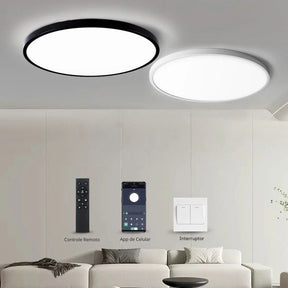 Luminária de Teto Plafon Ultra Slim LED - Com Controle Remoto, App de Celular - 22cm/30cm/40cm