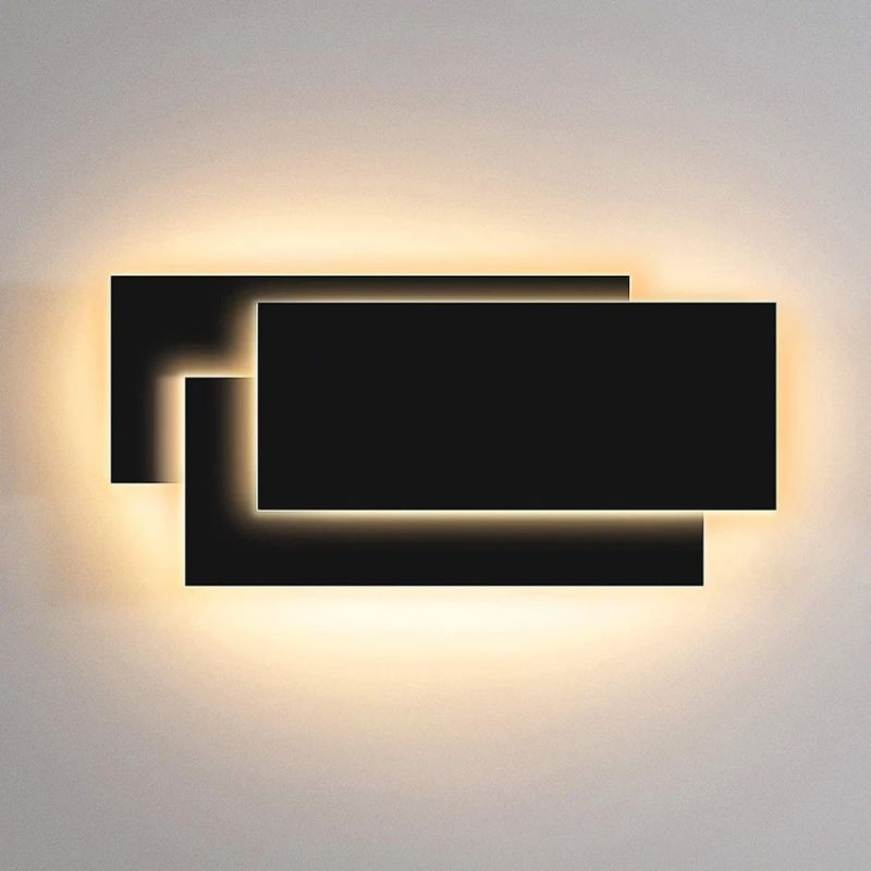 Luminária Arandela de Parede em Níveis Efeito 3D Monare LEDZ – Retangular/Circular - Preto/Branco