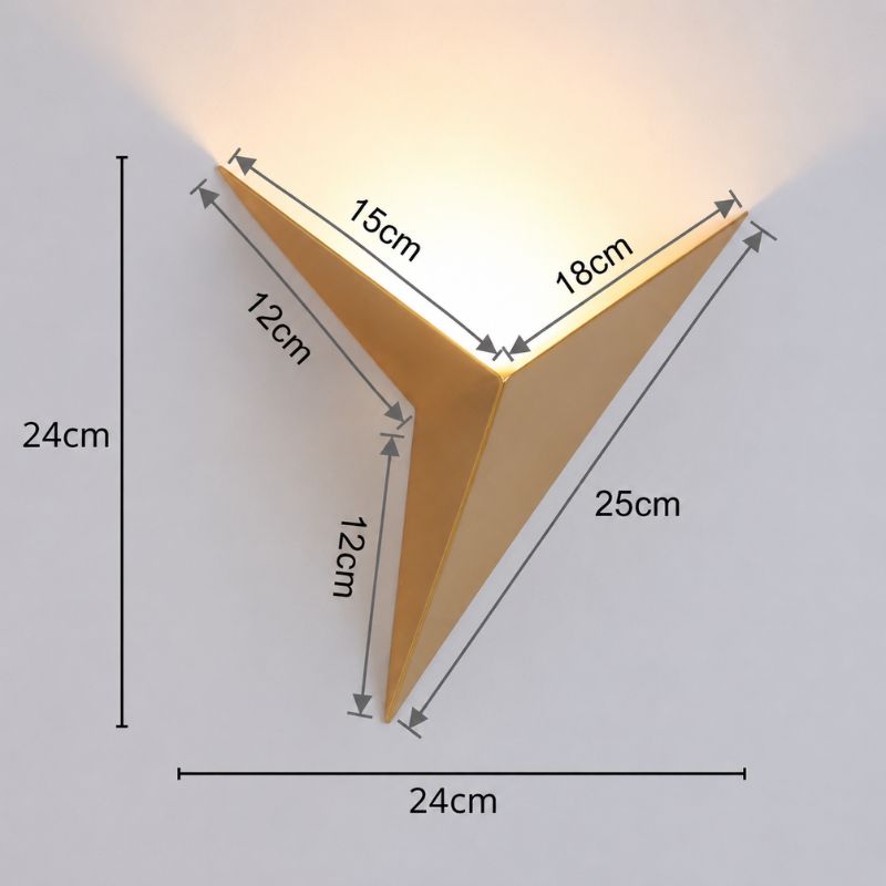 Luminária Arandela de Parede Minimalista Triangular Cosenza LEDZ – Preto/Branco/Dourado