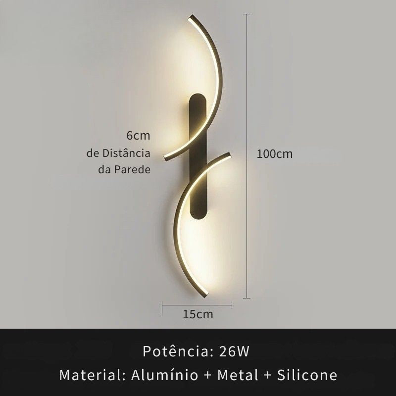 Luminária Arandela de Parede Minimalista Arco Duplo Slim LEDZ – 60cm / 80cm / 100cm