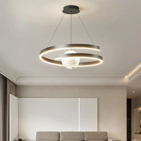 Lustre Pendente Minimalista Circular Orgânico Orbe LEDZ – Preto/Branco – 50cm/60cm/80cm