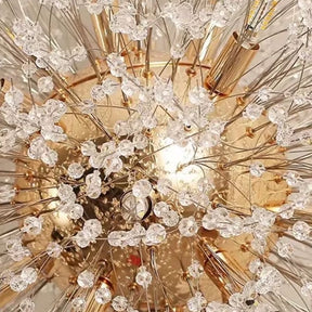 Lustre Pendente Moderno Dente de Leão Led - Dourado/Prata - 55cm