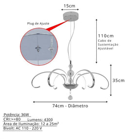 Lustre Pendente Escultural de Luxo Orgânico Opere Cascata LEDZ - Preto / Prata / Dourado