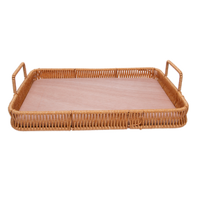 Bandeja Retangular Kali com Alças Marrom 30cm