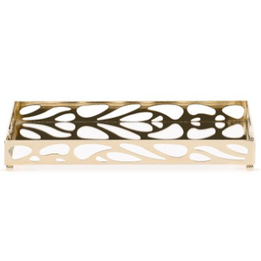 Bandeja em Metal Espelhada Leaf Dourada 27cm