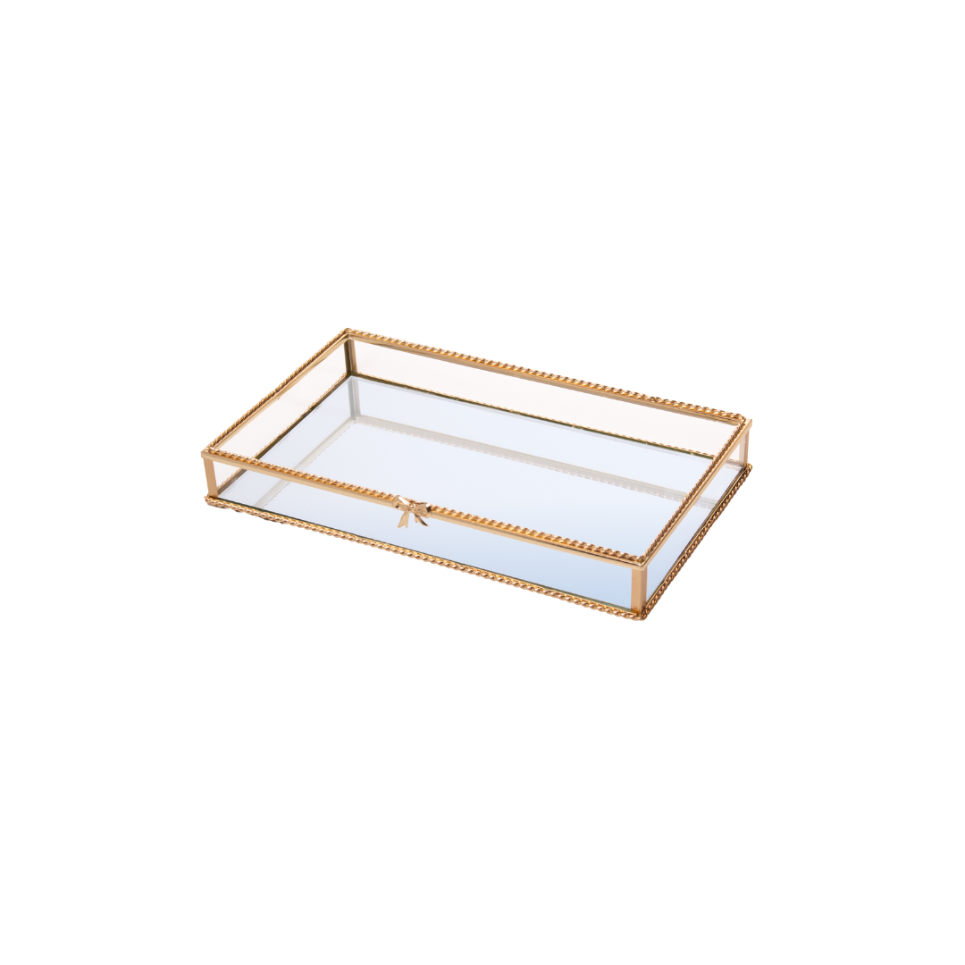 Bandeja Espelhada Mirage de Metal Dourado 20cm