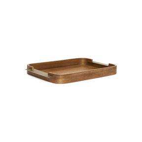 Bandeja em MDF e Metal Marrom 38,5cm P