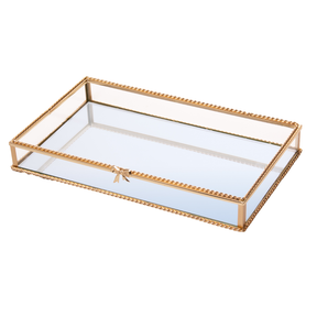 Bandeja Mirage em Metal Espelhada Dourada 24cm