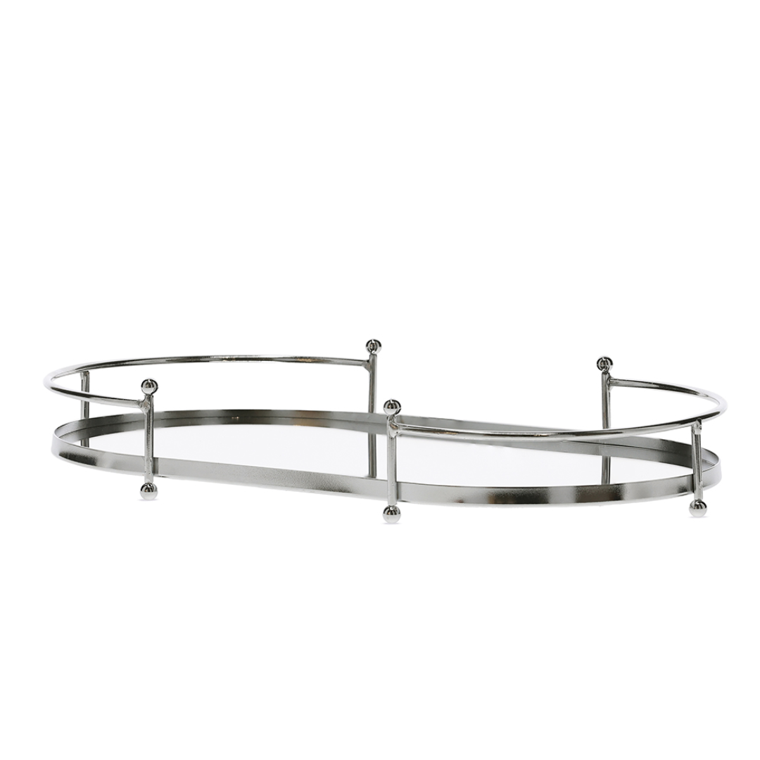 Bandeja Oval em Metal Espelhada 34cm