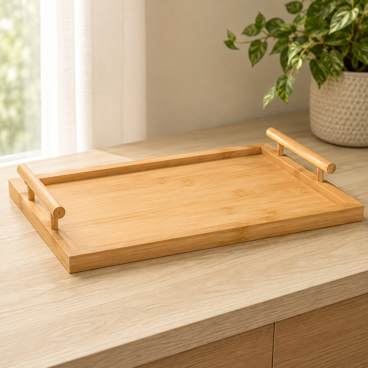 Bandeja de Bambu com Alça 40cm
